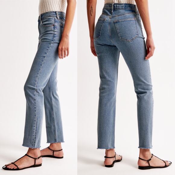Abercrombie & Fitch Ultra High Rise Ankle Straight Jean size 27 Raw Hem - Picture 16 of 16